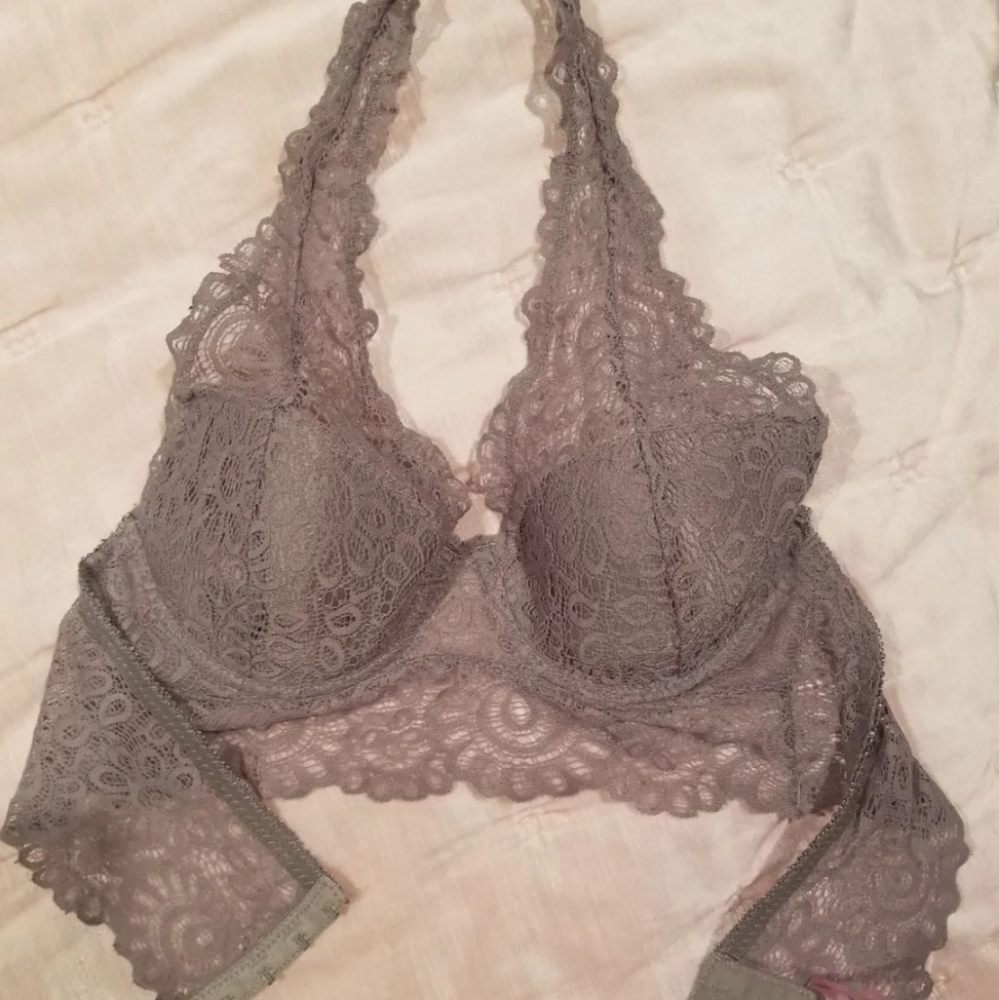 Grey lace halter bra or bralett